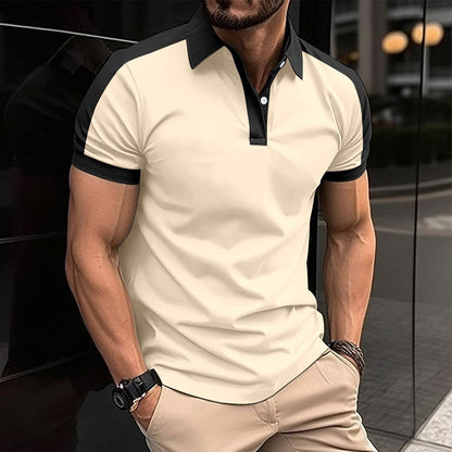 Men's Slim Fit Polo Shirt with Contrast Collar and Cuff Detail
