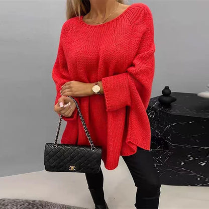 Women’s Oversized Knit Jumper with Batwing Sleeves and Relaxed Fit