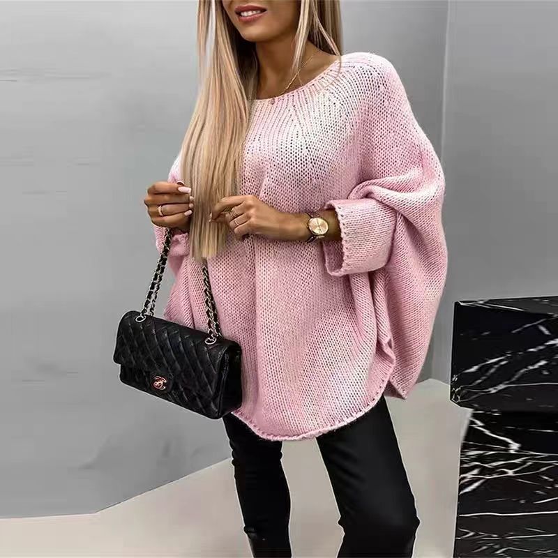 Women’s Oversized Knit Jumper with Batwing Sleeves and Relaxed Fit