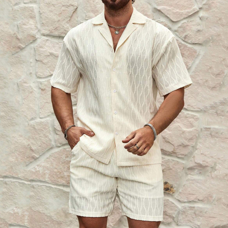 Men's Two-Piece Short-Sleeve Shirt and Shorts Casual Set