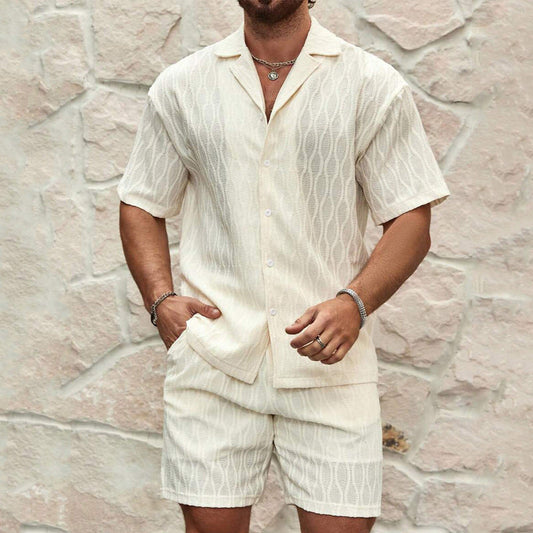 Men's Two-Piece Short-Sleeve Shirt and Shorts Casual Set