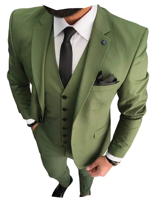 Men's 3-Piece Slim Fit Suit Set with Classic Notch Lapel