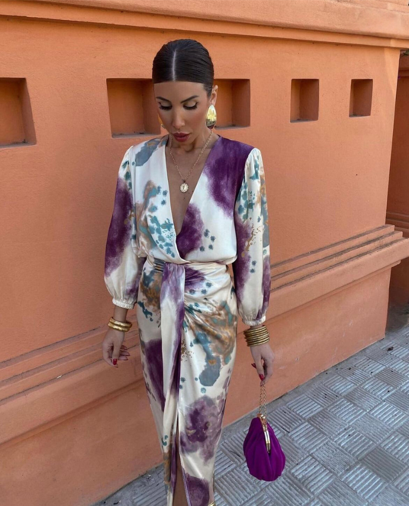 Women's Tie-Dye Maxi Dress with Wrap Front