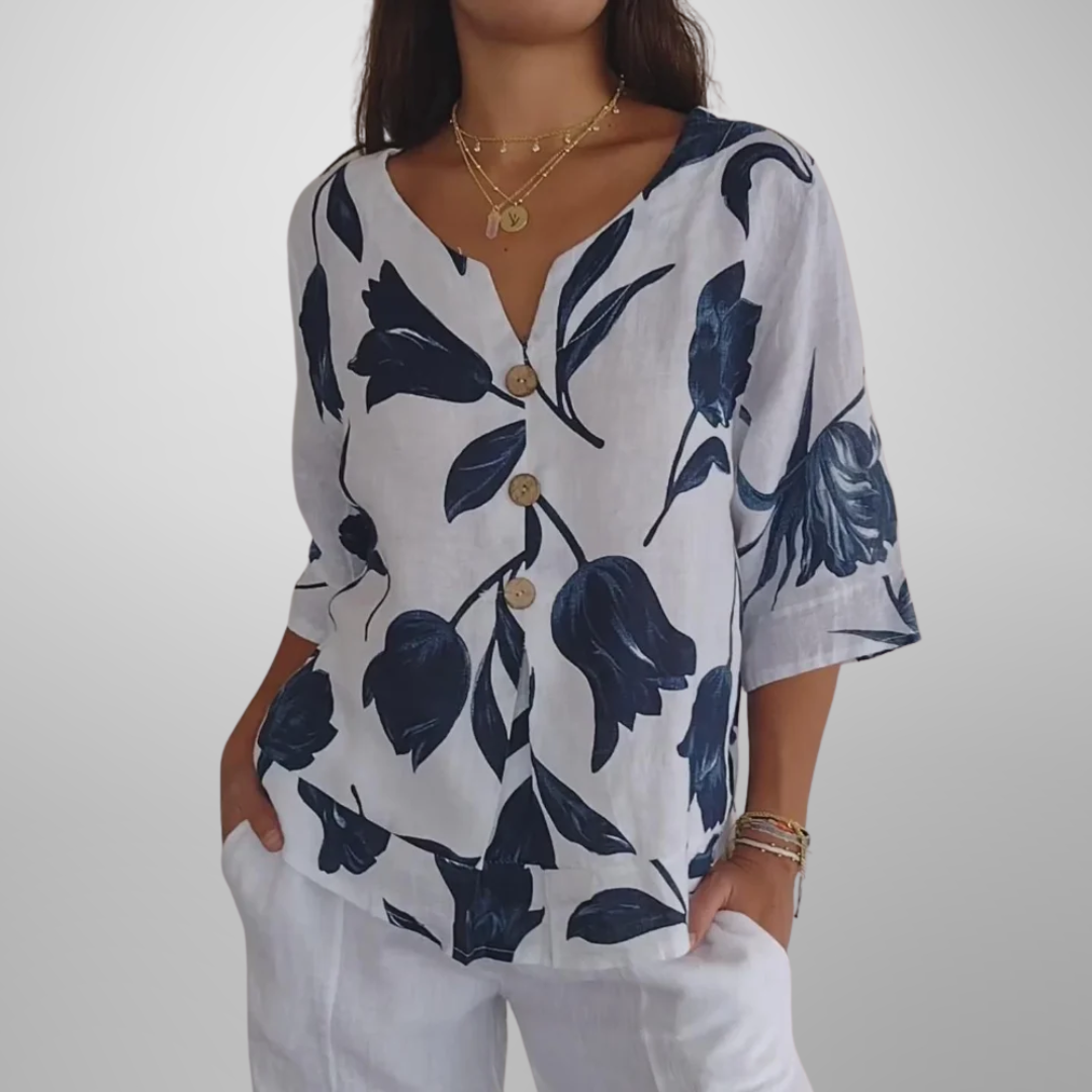Women's Floral Button-Front Top