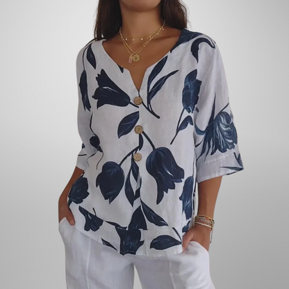 Women's Floral Button-Front Top