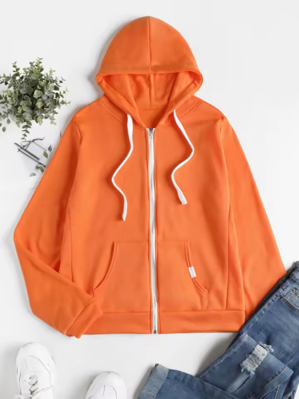 Women's Casual Zip-Up Hoodie with Adjustable Drawstring Hood
