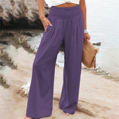 Women's Comfortable High-Waisted Pleated Pants