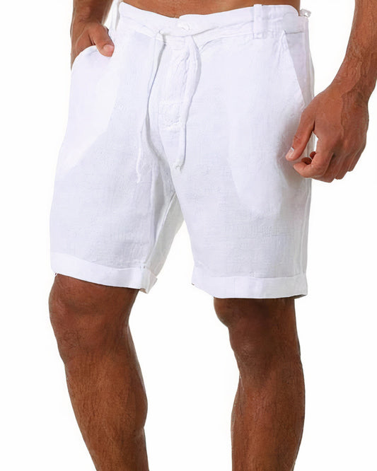 Men's Casual Drawstring Shorts with Rolled Hem and Side Pockets