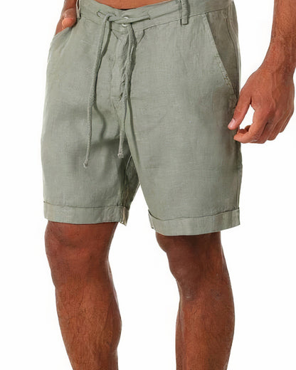 Men's Casual Drawstring Shorts with Rolled Hem and Side Pockets