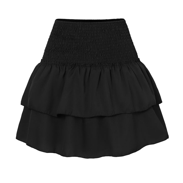 Women's Printed Mini Skirt with Smocked Waist and Ruffle Layers
