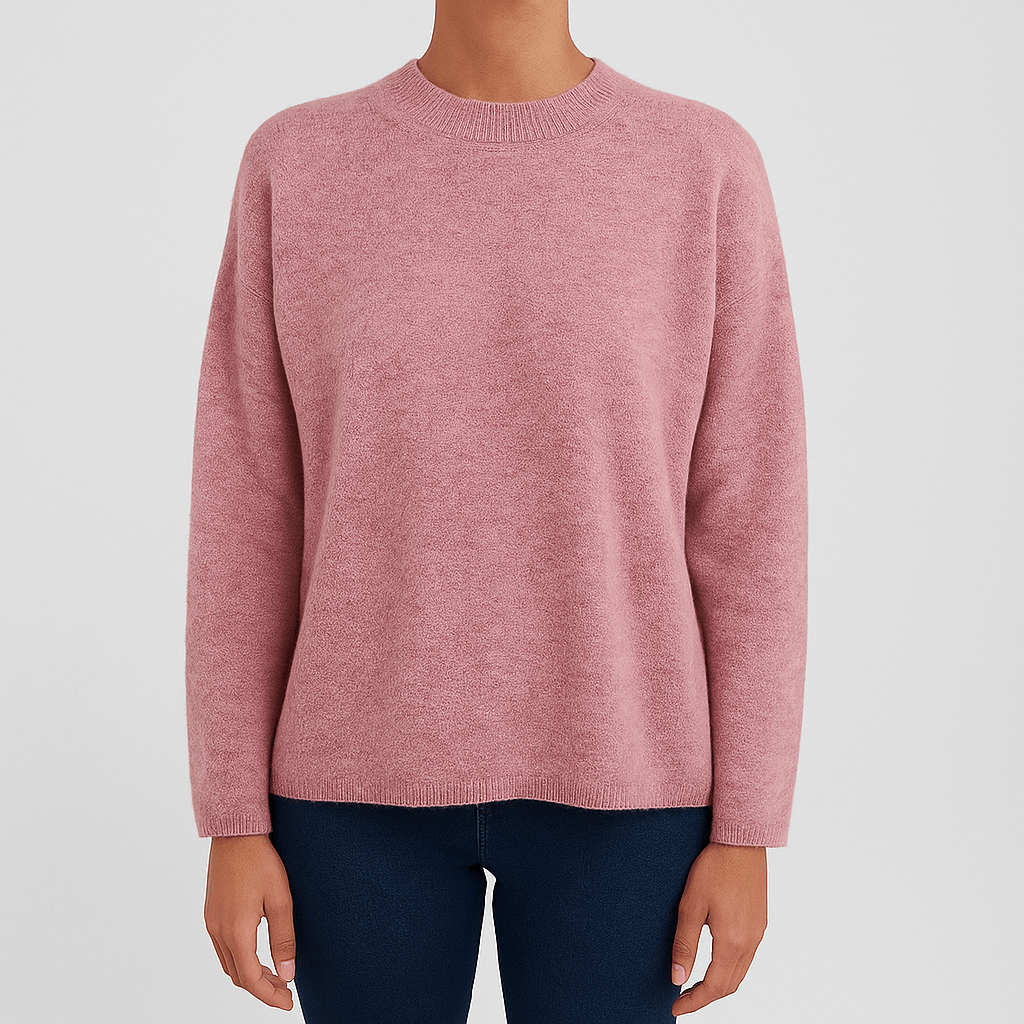 Women’s Round Neck Knit Jumper with Soft Fabric Relaxed Fit