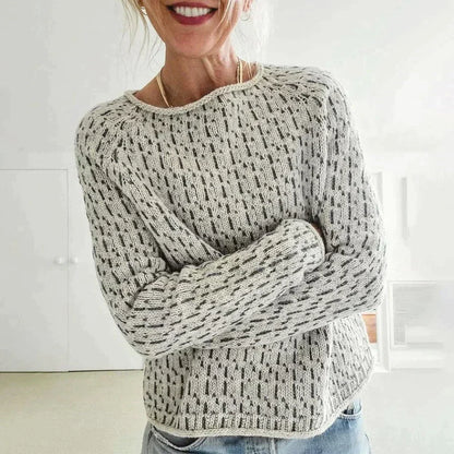 Women’s Round Neck Textured Knit Jumper with Ribbed Hem and Cuffs