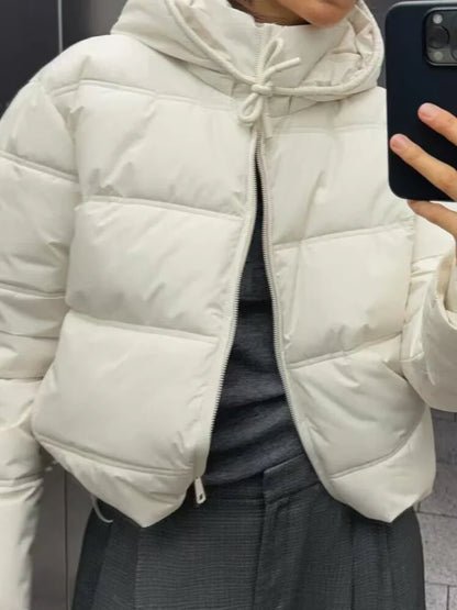 Women's Casual Hooded Puffer Jacket with Quilted Insulation