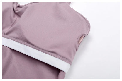 Women’s Two-Piece Lounge Set with Racerback Crop Top and Wide-Leg Pants