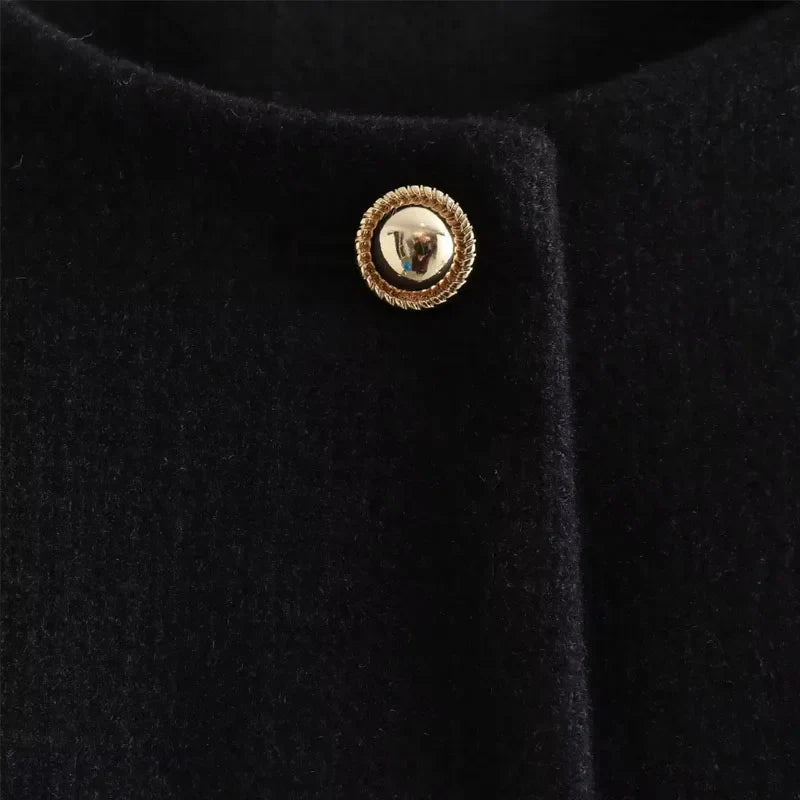 Women's Cropped Bomber Jacket with Round Neck and Long Sleeves