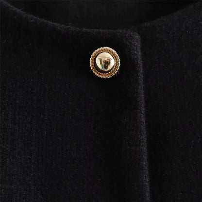 Women's Cropped Bomber Jacket with Round Neck and Long Sleeves