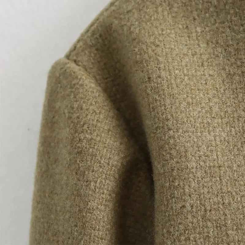 Women's Cropped Bomber Jacket with Round Neck and Long Sleeves