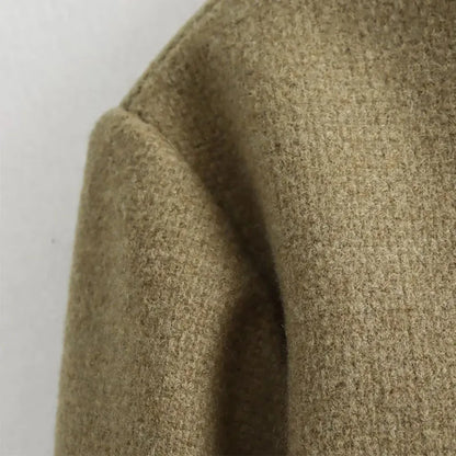 Women's Cropped Bomber Jacket with Round Neck and Long Sleeves