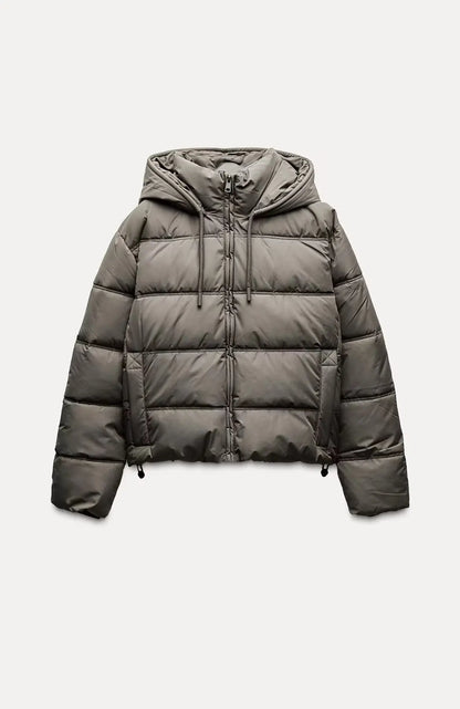 Women's Casual Hooded Puffer Jacket with Quilted Insulation