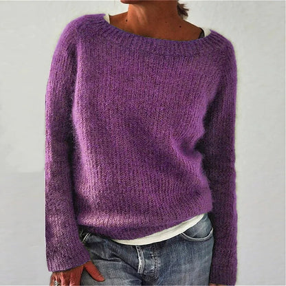 Women’s Loose Fit Neck Knit Jumper with Long Sleeves