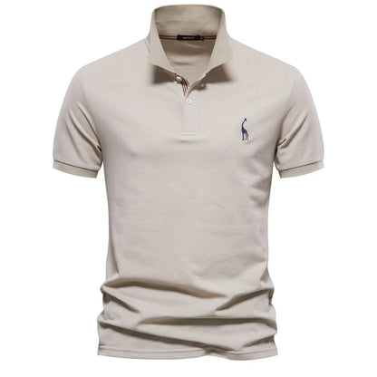 Men's Short-Sleeve Polo Shirt with Chest Logo and Button Placket