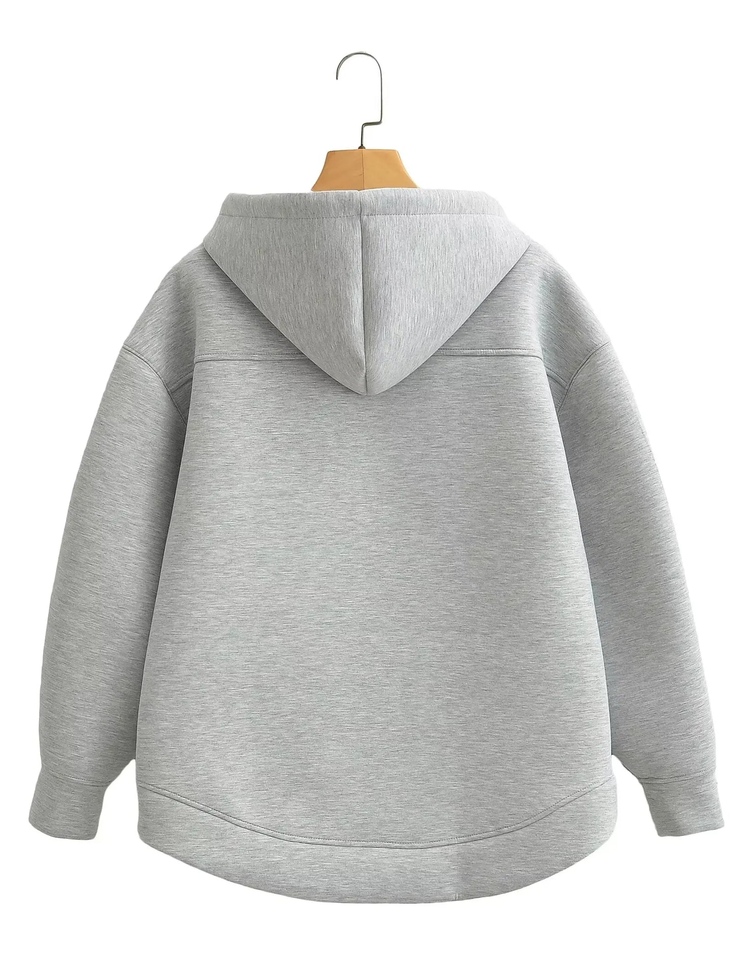Women's Oversized Zip-Up Hoodie with Drawstring Hood and Pockets