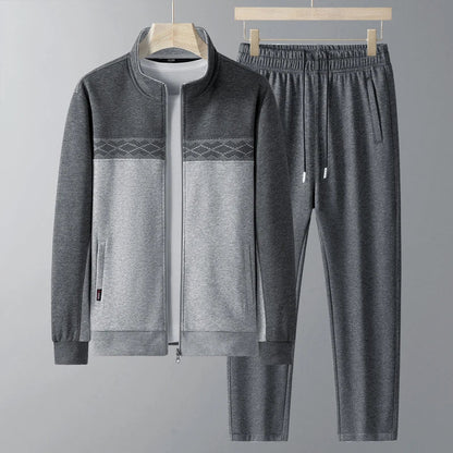 Men's Casual Two-Piece Set with Zipper Jacket and Jogger Pants