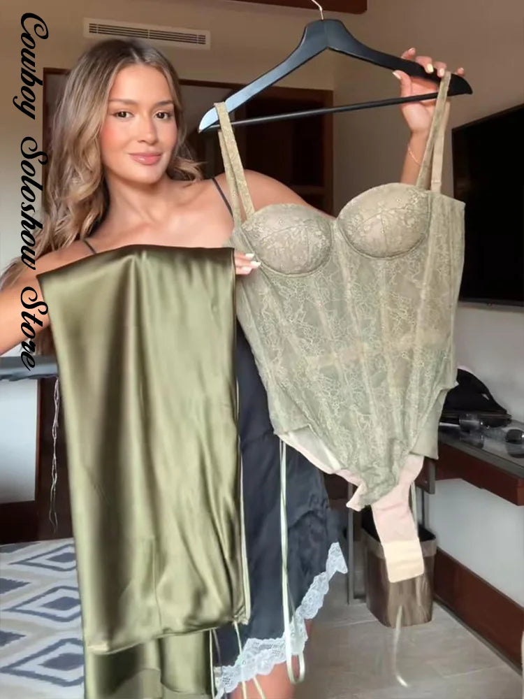 Women's Two-Piece Corset Top and Fitted Maxi Skirt Set