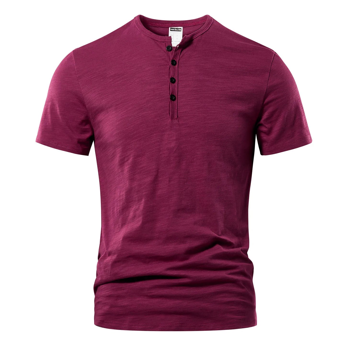 Men's Casual Short Sleeve Cotton Henley Polo Shirt with Buttons