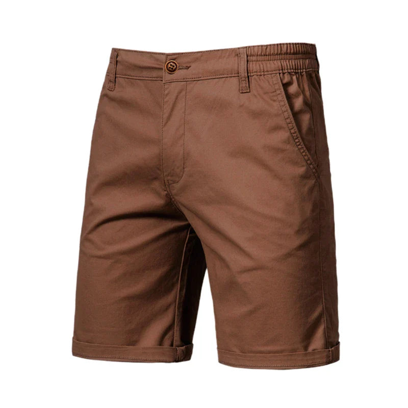 Men's Casual Elastic Waist Chino Shorts with Tailored Hem