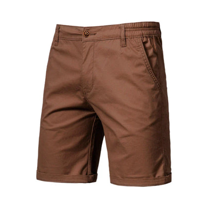Men's Casual Elastic Waist Chino Shorts with Tailored Hem
