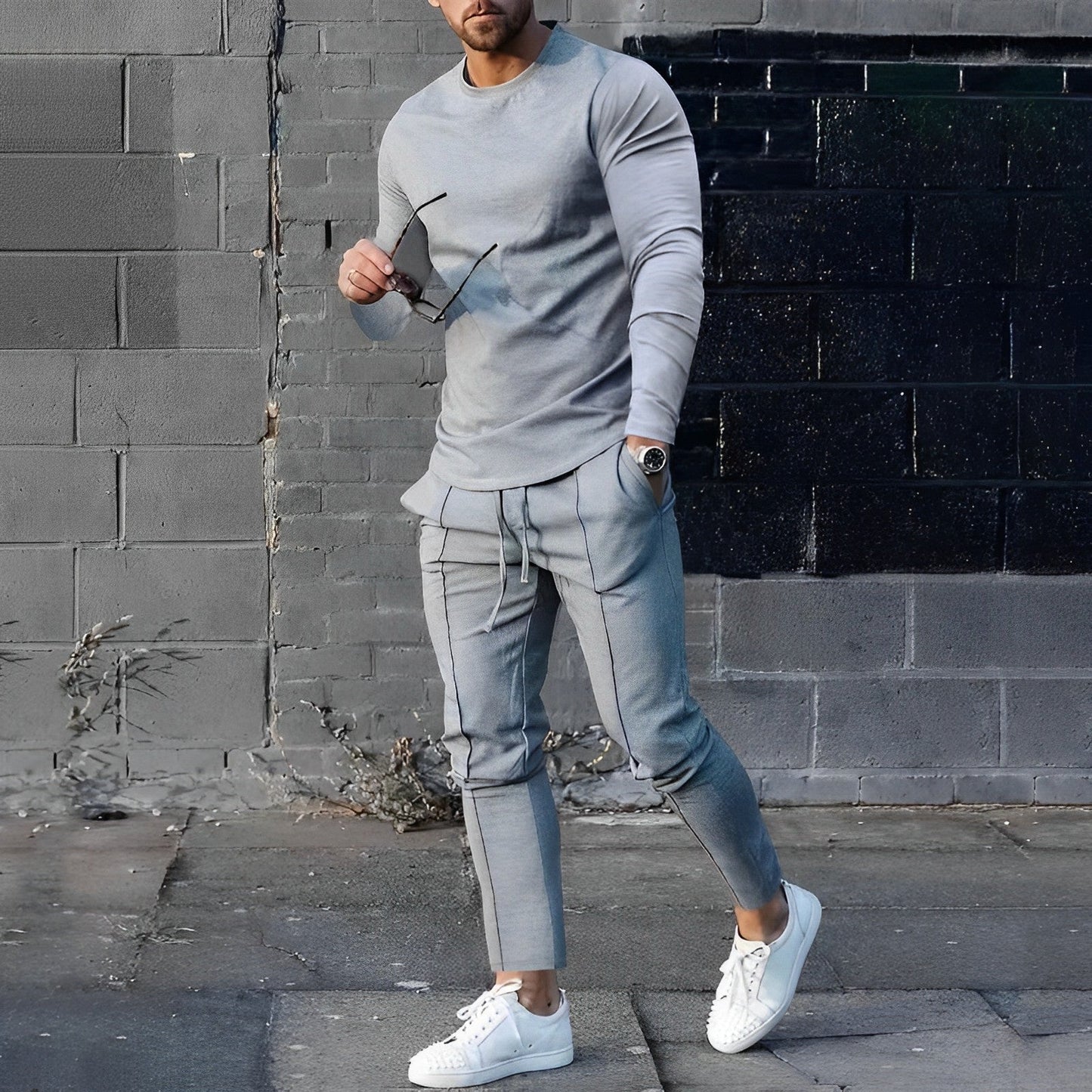 Men's 2-Piece Loungewear Set with Slim Fit Sweatshirt and Joggers