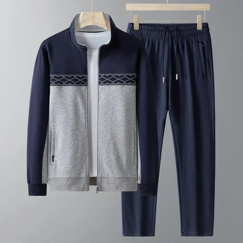 Men's Casual Two-Piece Set with Zipper Jacket and Jogger Pants