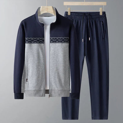 Men's Casual Two-Piece Set with Zipper Jacket and Jogger Pants
