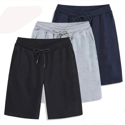Men's Elastic Waist Casual Shorts with Adjustable Drawstring and Pockets