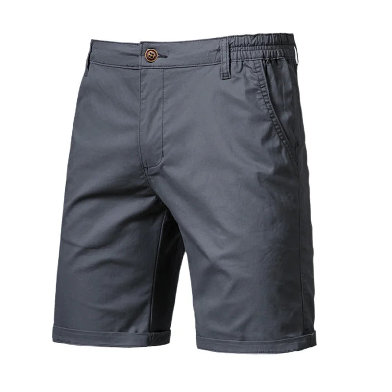 Men's Casual Elastic Waist Chino Shorts with Tailored Hem