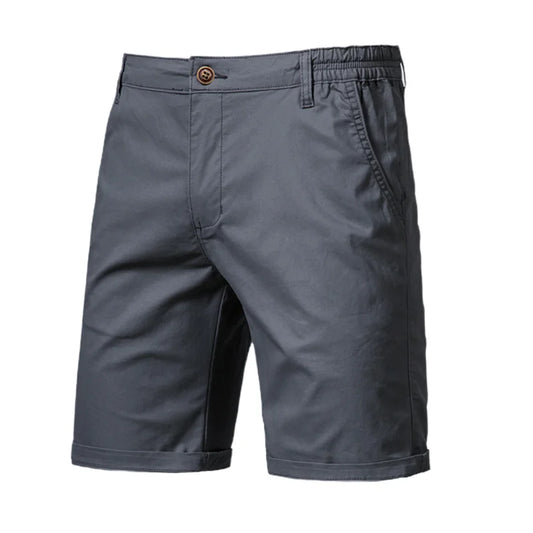 Men's Casual Elastic Waist Chino Shorts with Tailored Hem