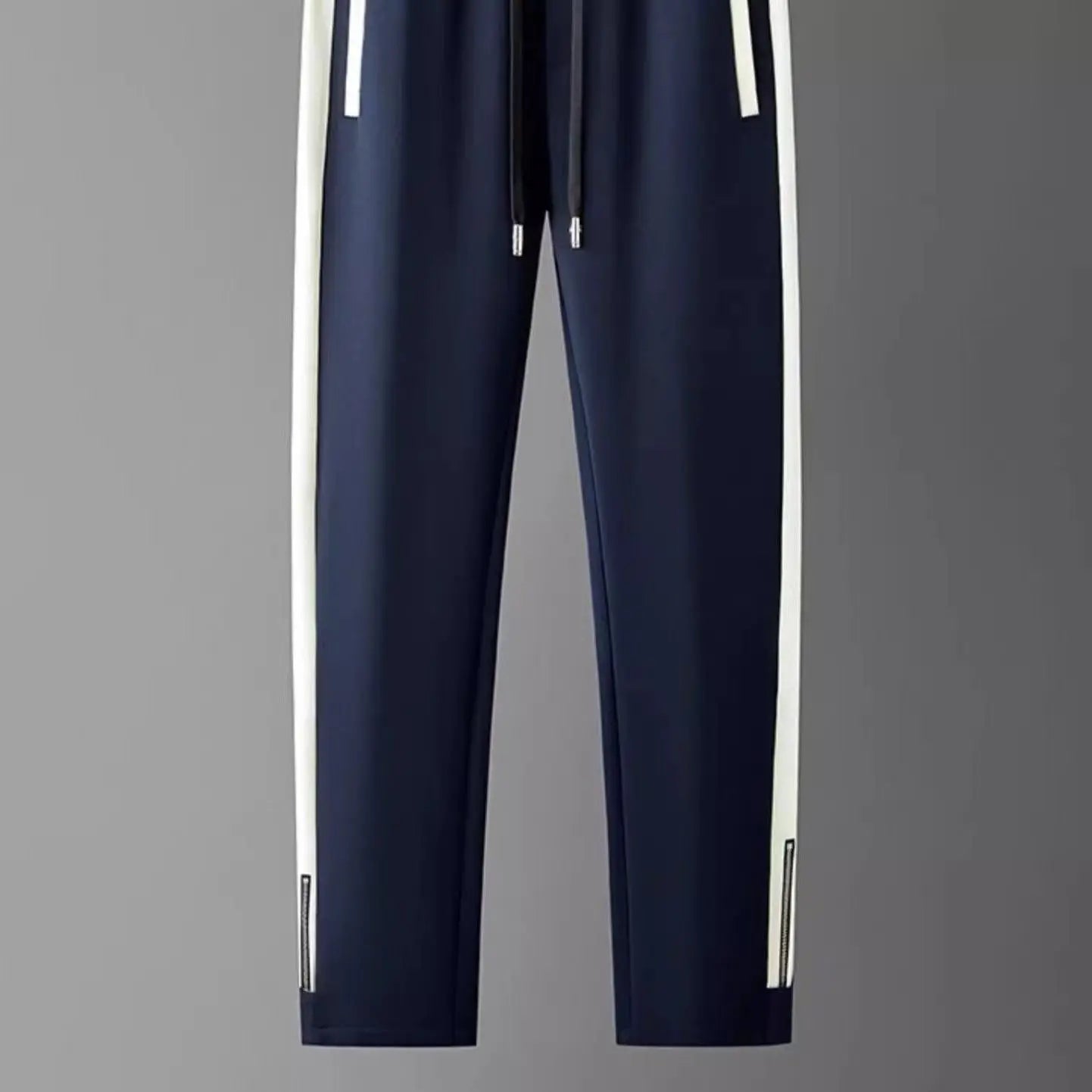 Men's Slim-Fit Jogger Pants with Side Stripe and Zippered Hem