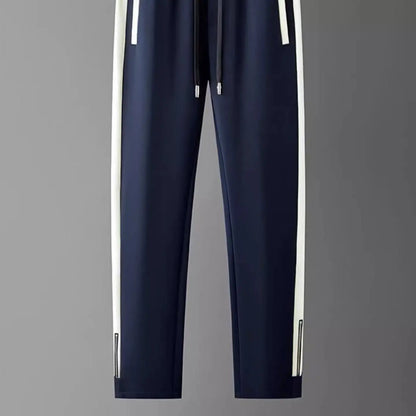 Men's Slim-Fit Jogger Pants with Side Stripe and Zippered Hem