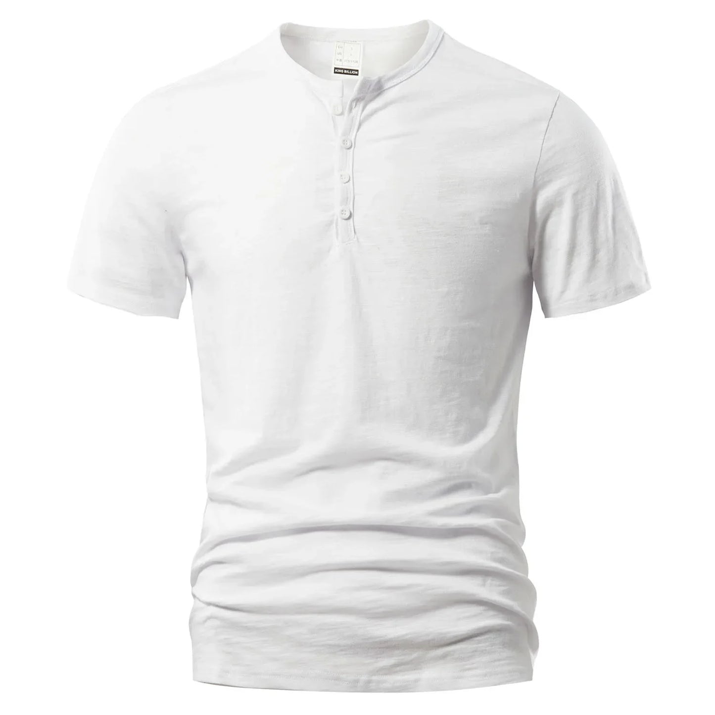 Men's Casual Short Sleeve Cotton Henley Polo Shirt with Buttons