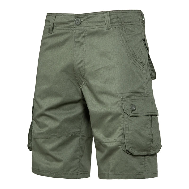 Men's Loose Fit Cargo Shorts with Multi Pockets and Button Closure