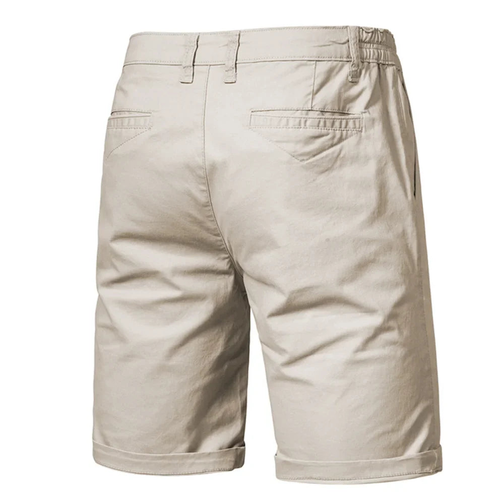 Men's Casual Elastic Waist Chino Shorts with Tailored Hem