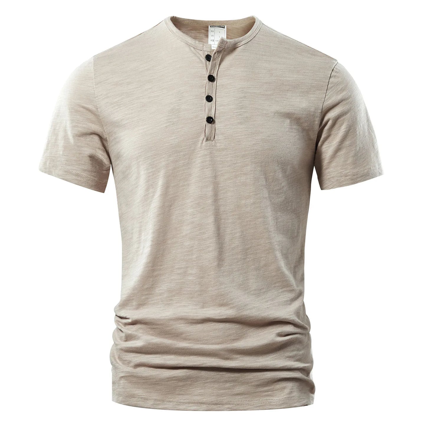 Men's Casual Short Sleeve Cotton Henley Polo Shirt with Buttons