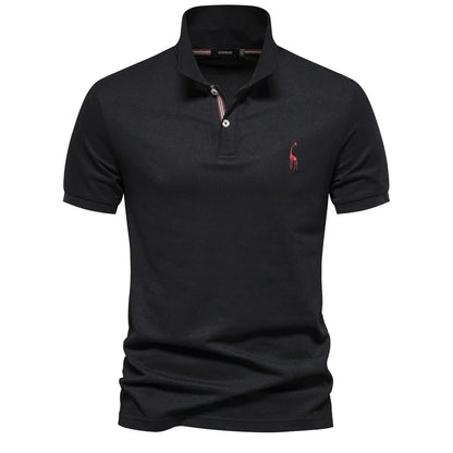 Men's Short-Sleeve Polo Shirt with Chest Logo and Button Placket
