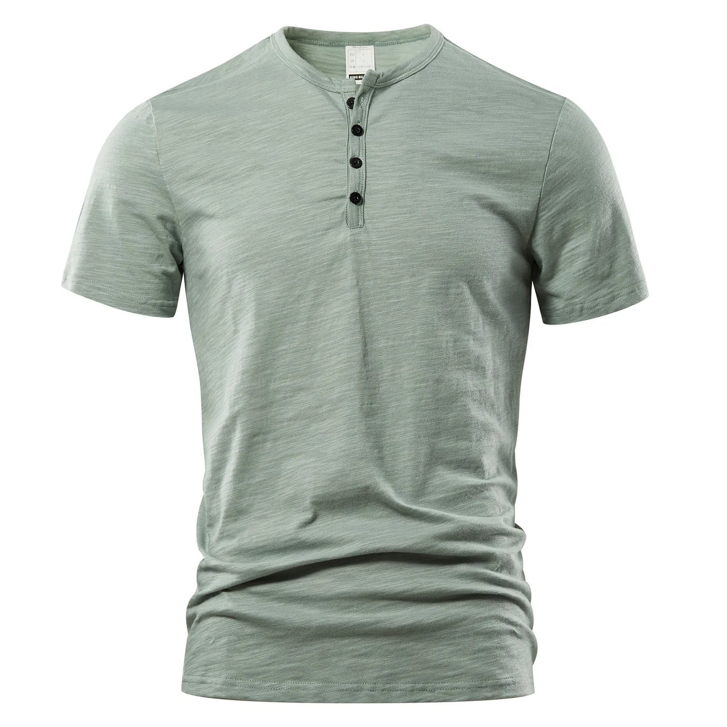 Men's Casual Short Sleeve Cotton Henley Polo Shirt with Buttons