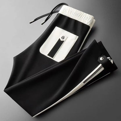 Men's Slim-Fit Jogger Pants with Side Stripe and Zippered Hem