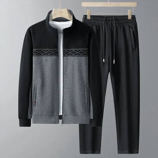 Men's Casual Two-Piece Set with Zipper Jacket and Jogger Pants