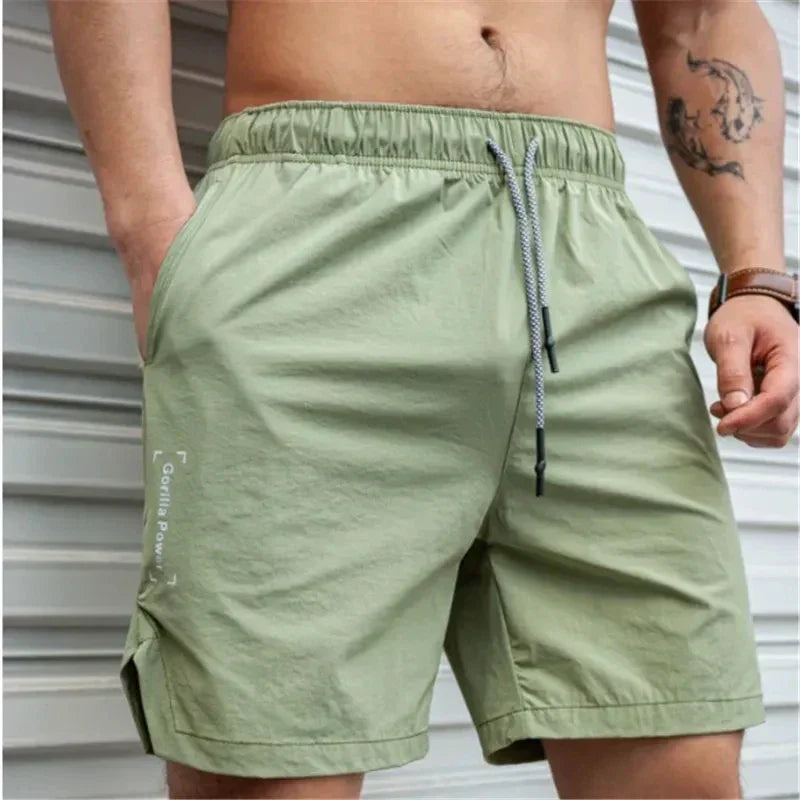 Men's Quick-Dry Swim Shorts with Adjustable Waist and Side Pockets