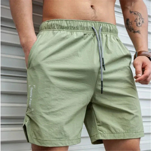 Men's Quick-Dry Swim Shorts with Adjustable Waist and Side Pockets