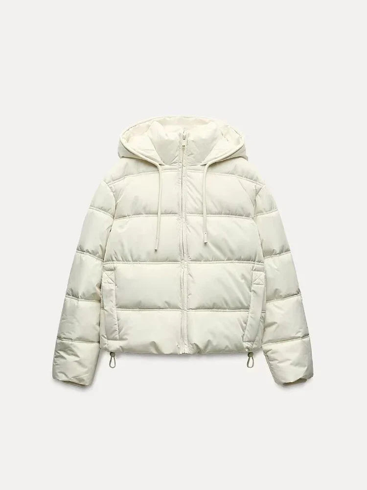 Women's Casual Hooded Puffer Jacket with Quilted Insulation